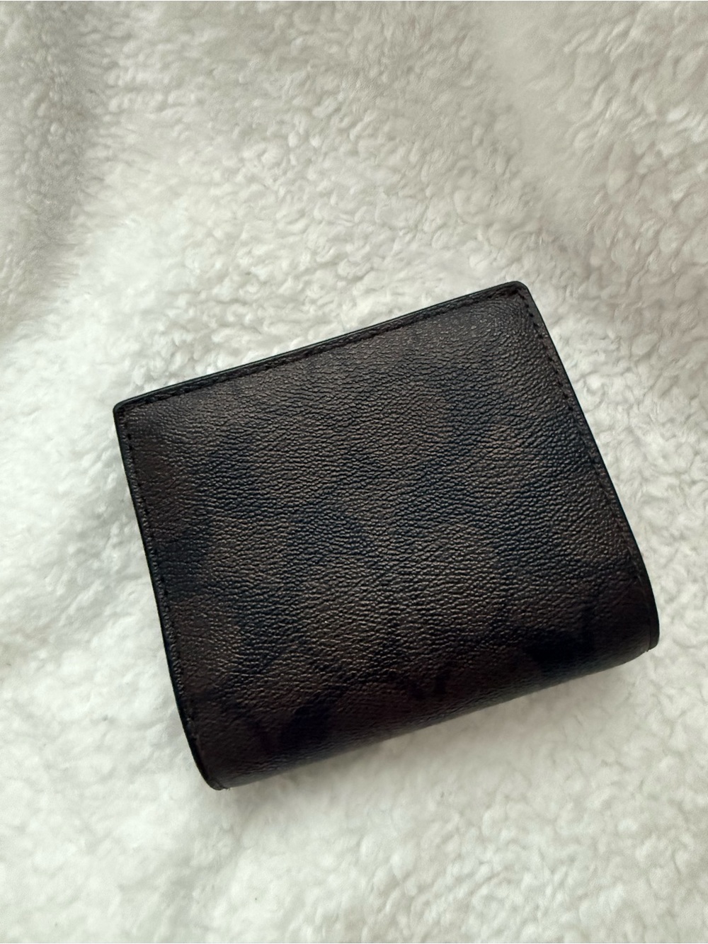 Coach Brown Signature Compact wallet with Gold Logo - Picture 2 of 7